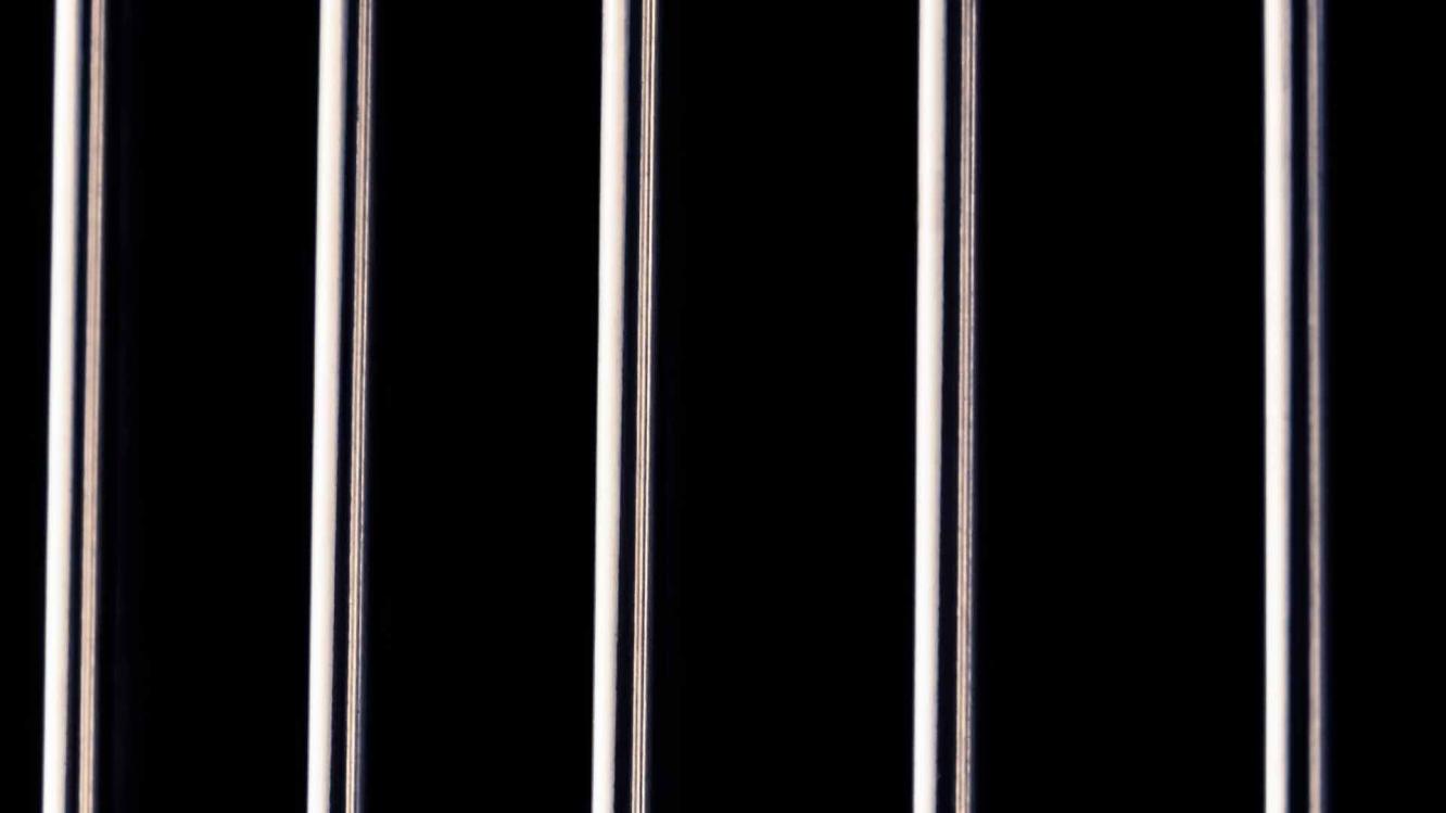 Close up view of vertical fluted vanes